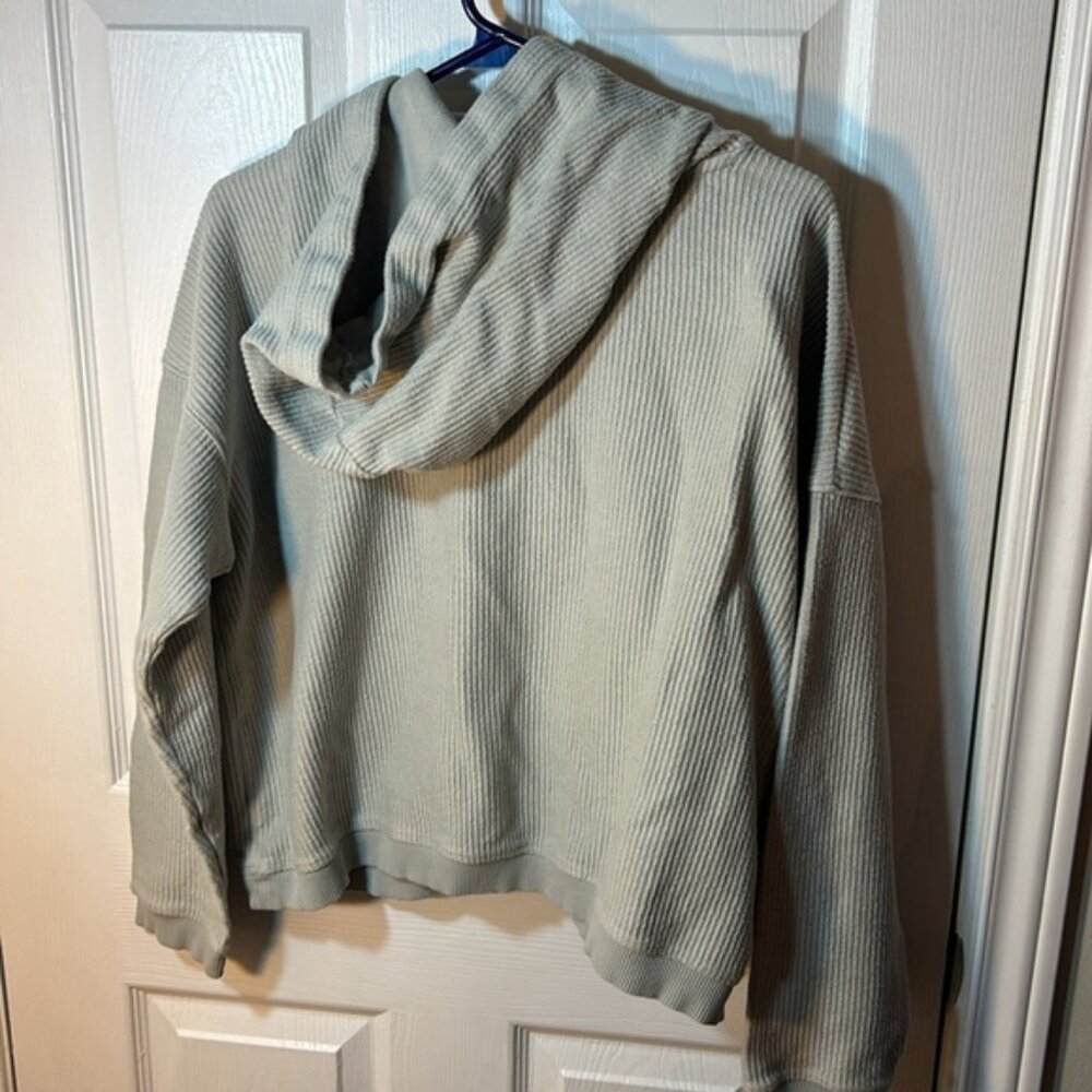 Aerie Gray Ribbed Pullover Hoodie Large - Picture 8 of 8